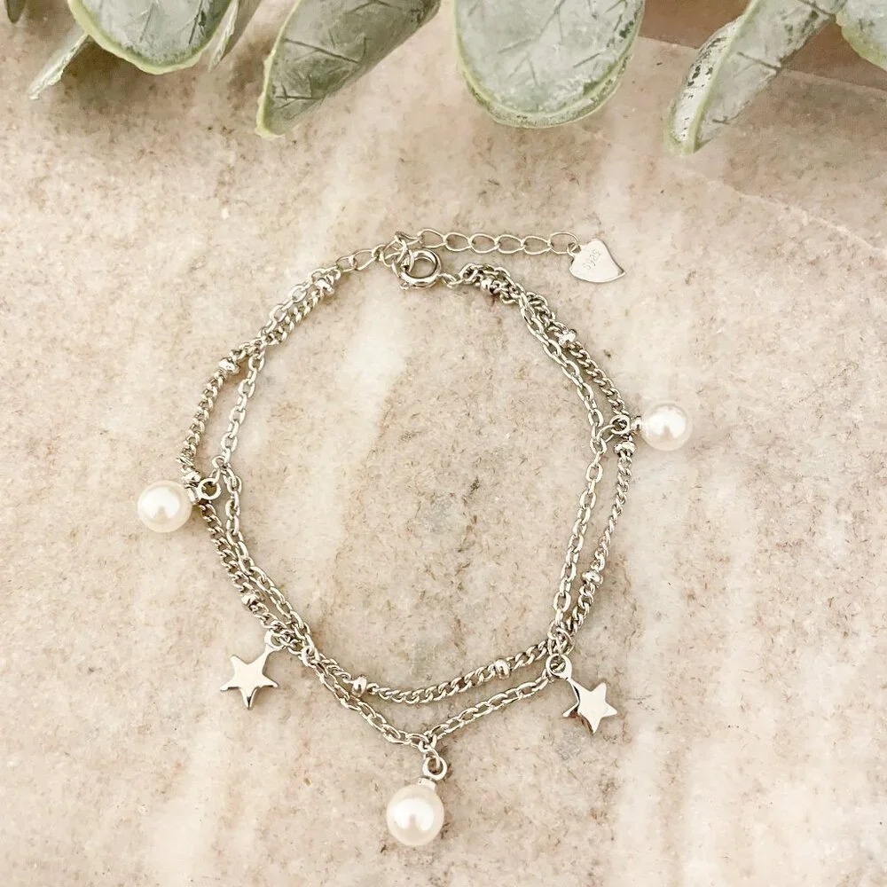 925 Sterling Silver Multi-Layer Bracelet Dainty Minimalist Bracelet